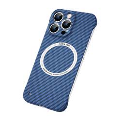 Merlin Magnetic Case for iPhone 15 Pro Slim Cover  Blue Compatible with Magsafe, Ultra Thin Slim Shockproof Carbon Fiber Texture